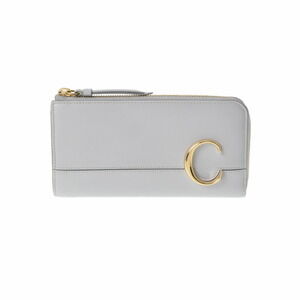 Chloe L zipper wallet blue leather long